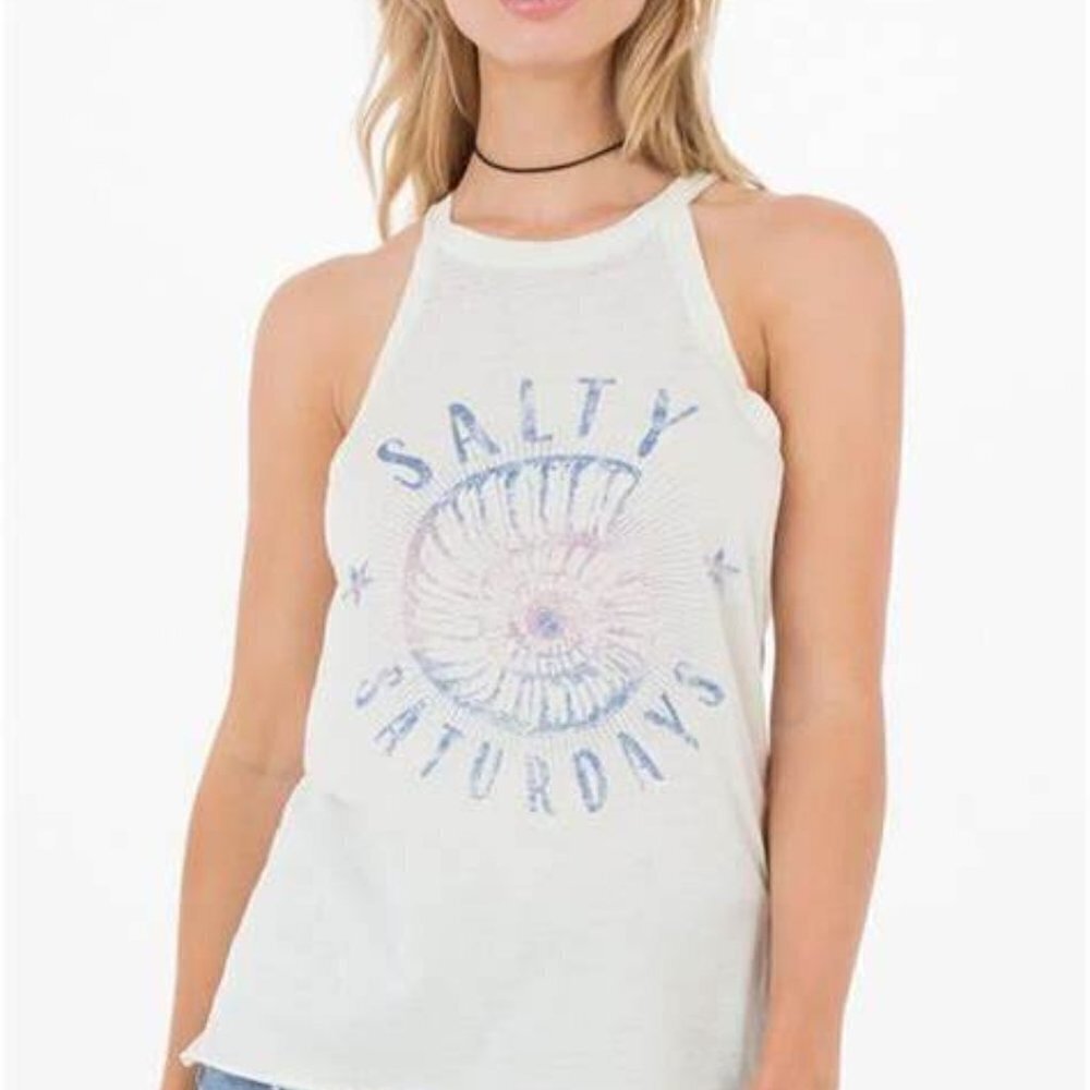 Icons of Culture Salty Saturdays Tabina Halter Graphic Tank Size Small